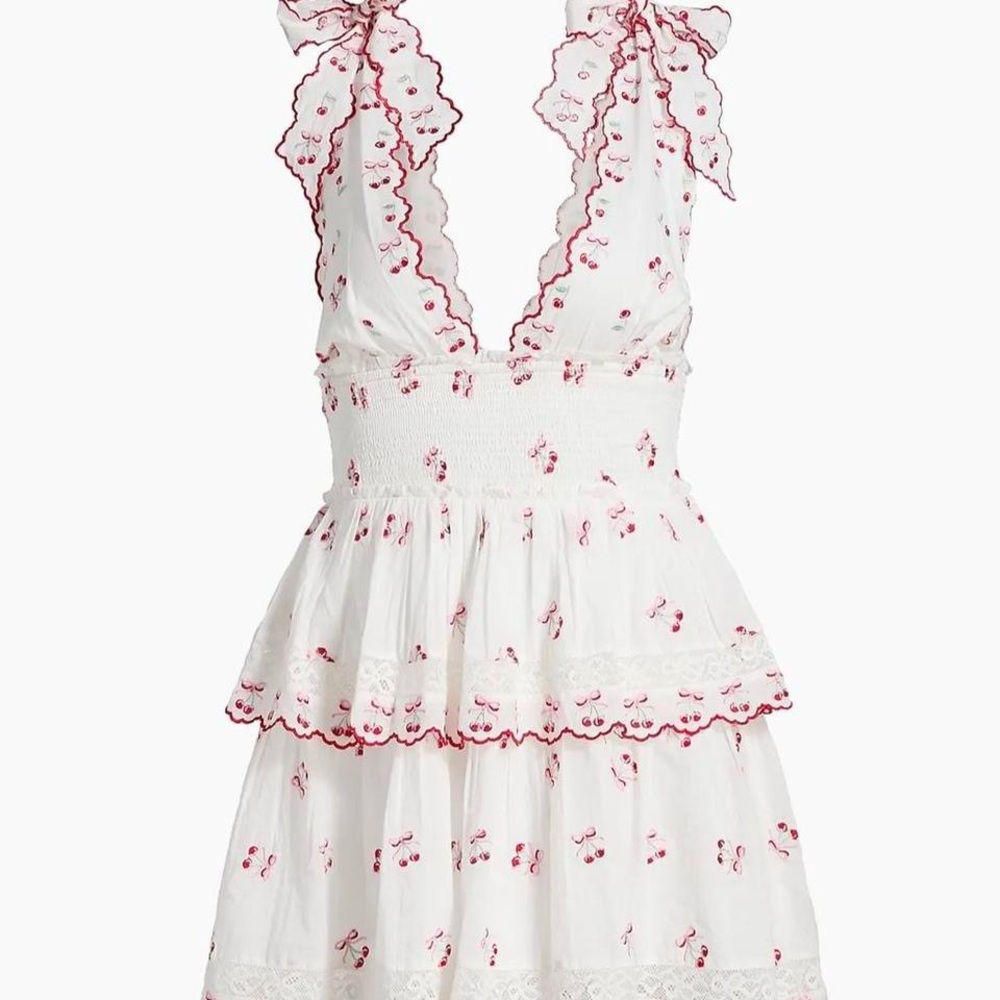 LoveShackFancy Soira Cotton Cherry Mini Dress